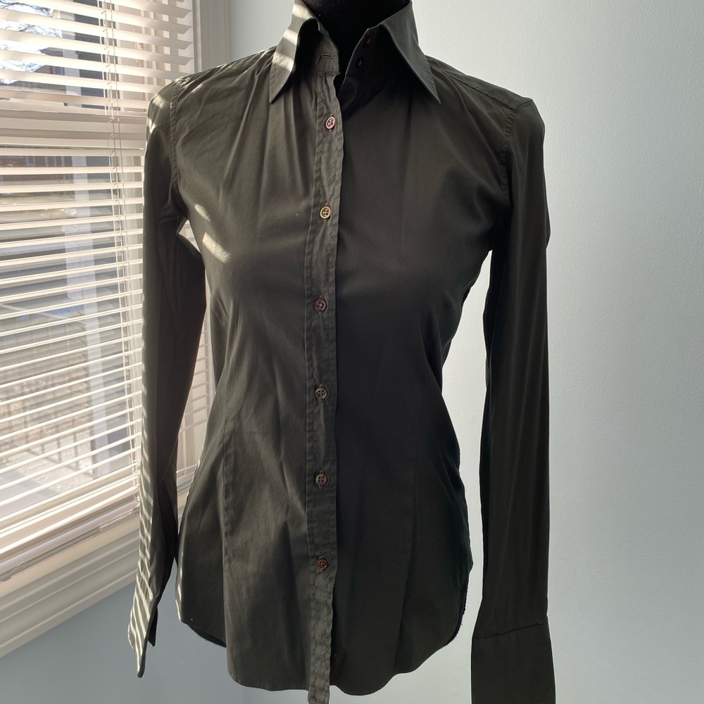 Mauro Grifoni Military Green Cotton Blend Shirt